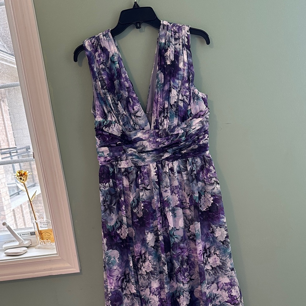 Dress the Population Floral Maxi Dress in Purple and Blue